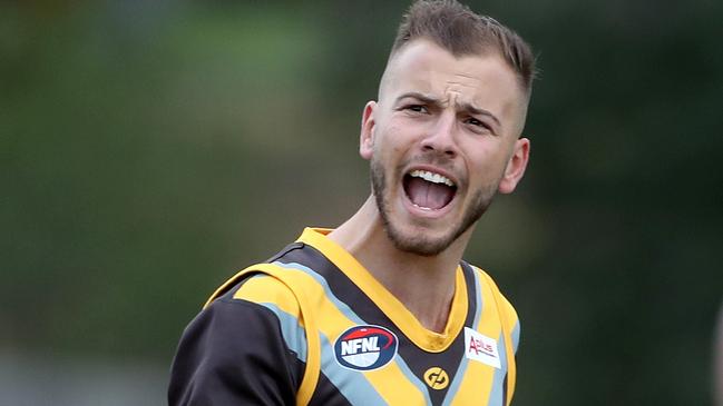 Anthony Capeci celebrates a goal for Thomastown.