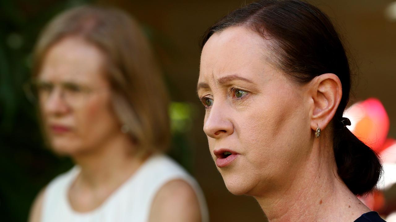 Queensland’s Health Minister Yvette D’ath and Queensland Chief Health Officer Jeannette Young. Picture: David Clark.