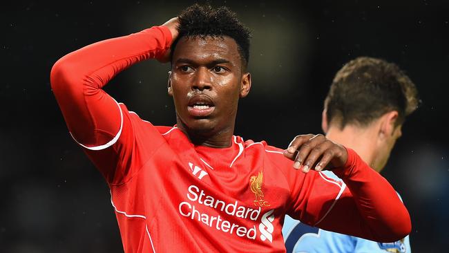 MANCHESTER, ENGLAND - AUGUST 25: Daniel Sturridge of Liverpool reacts during the Barclays Premier League match between Manchester City and Liverpool at the Etihad Stadium on August 25, 2014 in Manchester, England. (Photo by Laurence Griffiths/Getty Images)