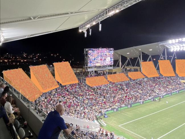 Mock ups of what the Queensland Country Bank Stadium will look like with additional seating. Picture: Queensland Government.