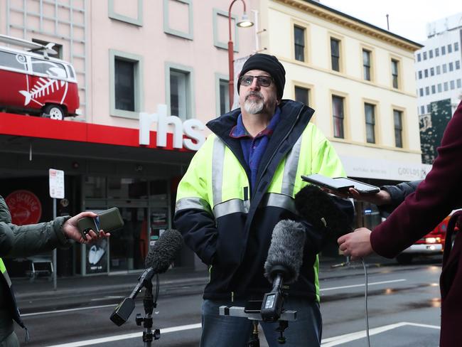 Darren Brown owner of business Brunswick Hotel. Overnight fire at the Brunswick Hotel in Liverpool Street Hobart. Picture: Nikki Davis-Jones