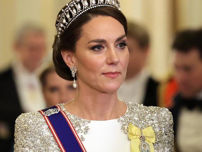 LONDON, ENGLAND - NOVEMBER 22: Catherine, Princess of Wales during the State Banquet at Buckingham Palace on November 22, 2022 in London, England. This is the first state visit hosted by the UK with King Charles III as monarch, and the first state visit here by a South African leader since 2010. (Photo by Chris Jackson/Getty Images)