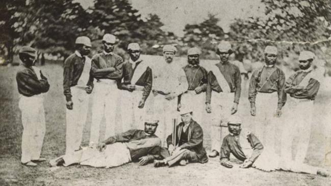 The Aboriginal XI with captain Charles Lawrence.