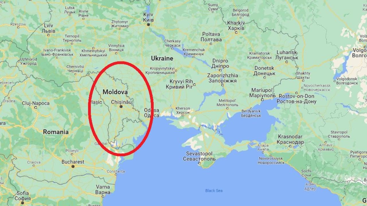 Moldova sandwiched between Ukraine and Romania. Picture: Google.