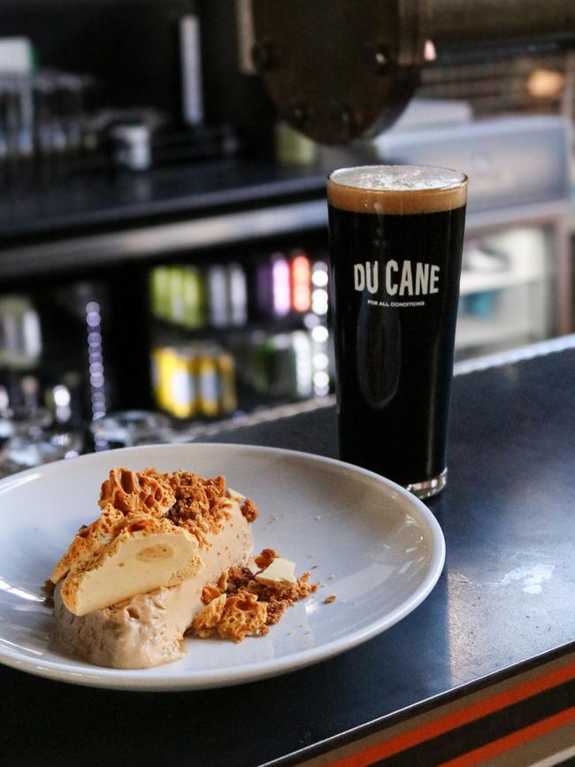 Du Cane Brewing and Timbre Kitchen's new stout is based on the restaurant's signature dessert - a miso semifreddo topped with house-made honeycomb and a brown butter crumb. Picture: Stephanie Dalton