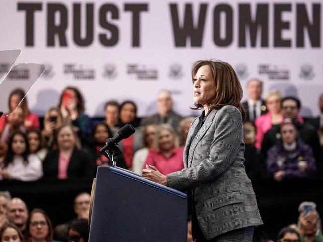 TOPSHOT - US Vice President Kamala Harris speaks at her Fight for Reproductive Freedoms Tour at the International Union of Painters and Allied Trades District Council 7 in Big Bend, Wisconsin, on January 22, 2024. Vice President Kamala Harris is traveling to Wisconsin on Monday to kick off her nationwide âFight for Reproductive Freedomsâ tour to demand federal lawmakers to restore Roe v. Wade. (Photo by Tannen  MAURY / AFP)