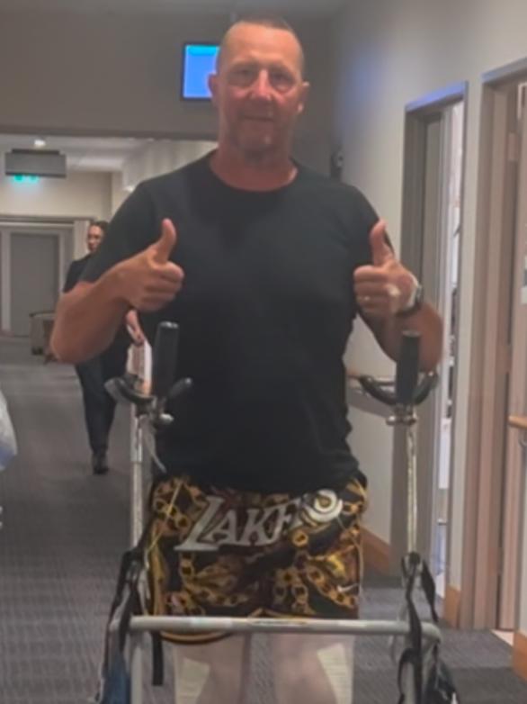 Shaun Timmins with his new knees. Picture: Supplied