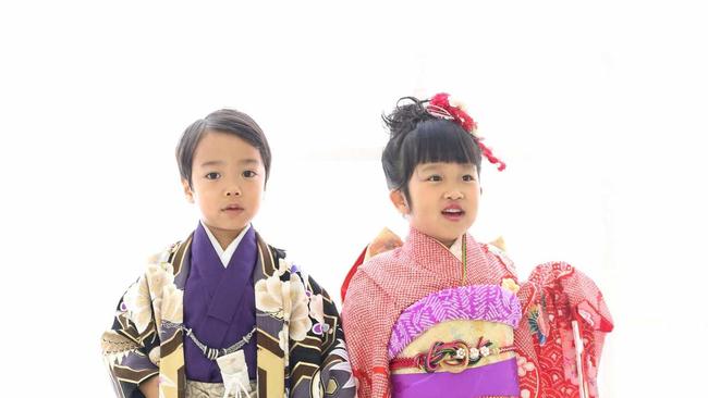 Twins Luke and Mira Sakaki whose parents Natsuko and Lee Nguyen run Sakura Harbour Japanese Restaurant in theme for Sunday's Japanese Children's Festival.