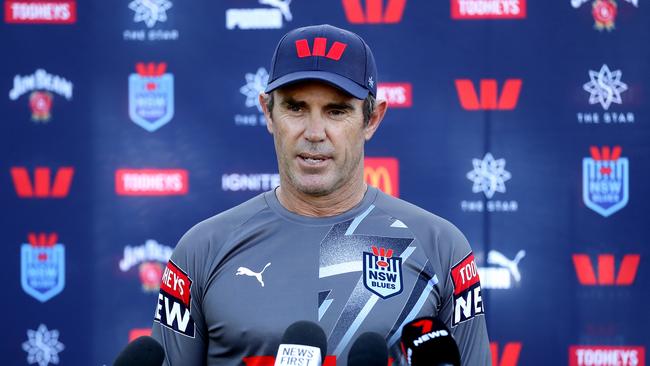 Blues coach Brad Fittler knows he might be in charge of his final Origin game tonight. Picture: Getty