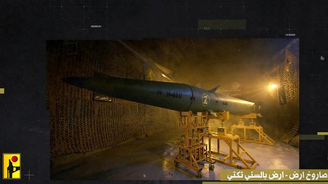 Hezbollah fired a Qader 1 ballistic missile (pictured) targeting Israeli spy agency Mossad's headquarters, near Tel Aviv. Picture: AFP PHOTO / HEZBOLLAH MILITARY MEDIA PRESS OFFICE