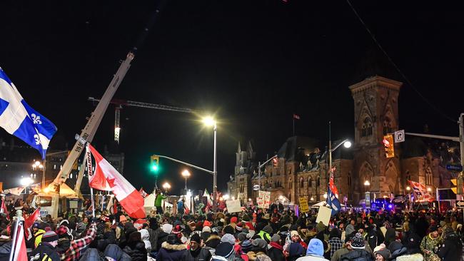 Supporters against vaccines mandates continue to party into the night on in Ottawa, CanadaPicture: Getty Images/AFP.