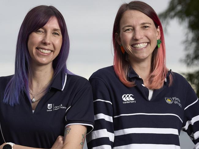 Jacinta Johnson with her sister, Brittany Johnson at home in Marino, after being made finalists in the 2024 Young Tall Poppy Awards, Thursday, June 27, 2024. Picture: Matt Loxton