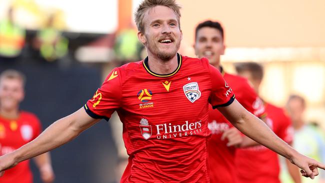 Ben Halloran, who scored United’s winner against Melbourne Victory, is eager to remain at the club beyond this season. Picture: Jonathan DiMaggio/Getty Images.