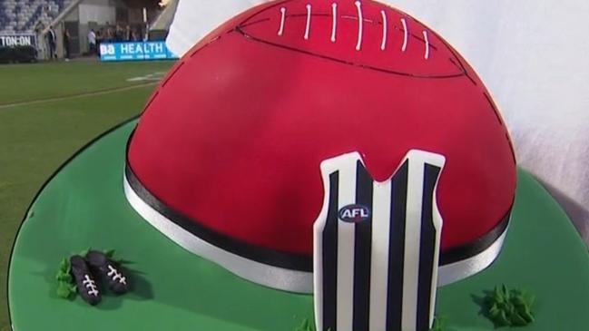 Brian Taylor was surprised with a footy-inspired 60th birthday cake on Friday night.