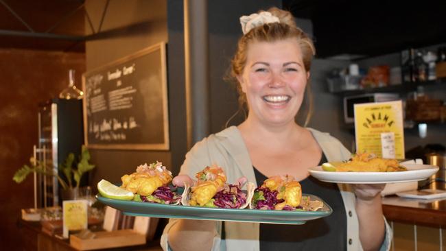 This Hervey Bay wine and cocktail bar has stayed ahead of the game with the help of some imagination, drive to survive, and pure local love. Pictured is Jemima Nash from the neighbouring Tres Salsas. Picture: Isabella Magee