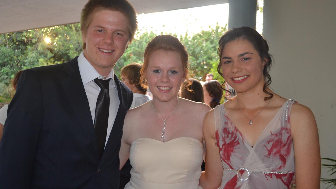 Brieuc Lamaille, Jess McDonald and Emily Walker at the Roma State College School Formal on Wednesday. Photo Kim Ryan / The Western Star