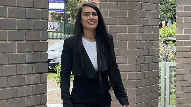 Arabella Del Busso arrives at Sutherland Local Court for the first time since being charged with stealing $52,000 from her employer. Picture: Ashleigh Tullis