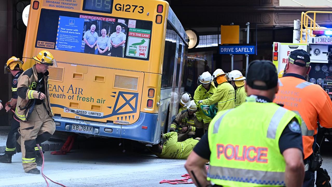 Emergency crews on the scene of the crash on Edward St. Picture: Lyndon Mechielsen.