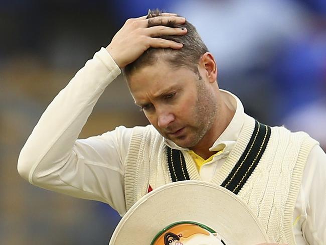 CARDIFF, WALES - JULY 10:  Michael Clarke of Australia looks on during day three of the 1st Investec Ashes Test match between England and Australia at SWALEC Stadium on July 10, 2015 in Cardiff, United Kingdom.  (Photo by Ryan Pierse/Getty Images)