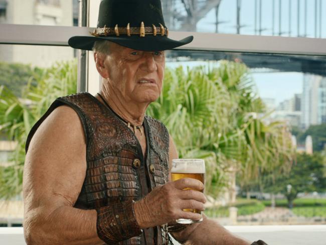 Mick Dundee himself (Paul Hogan) shows up in the Super Bowl ad.