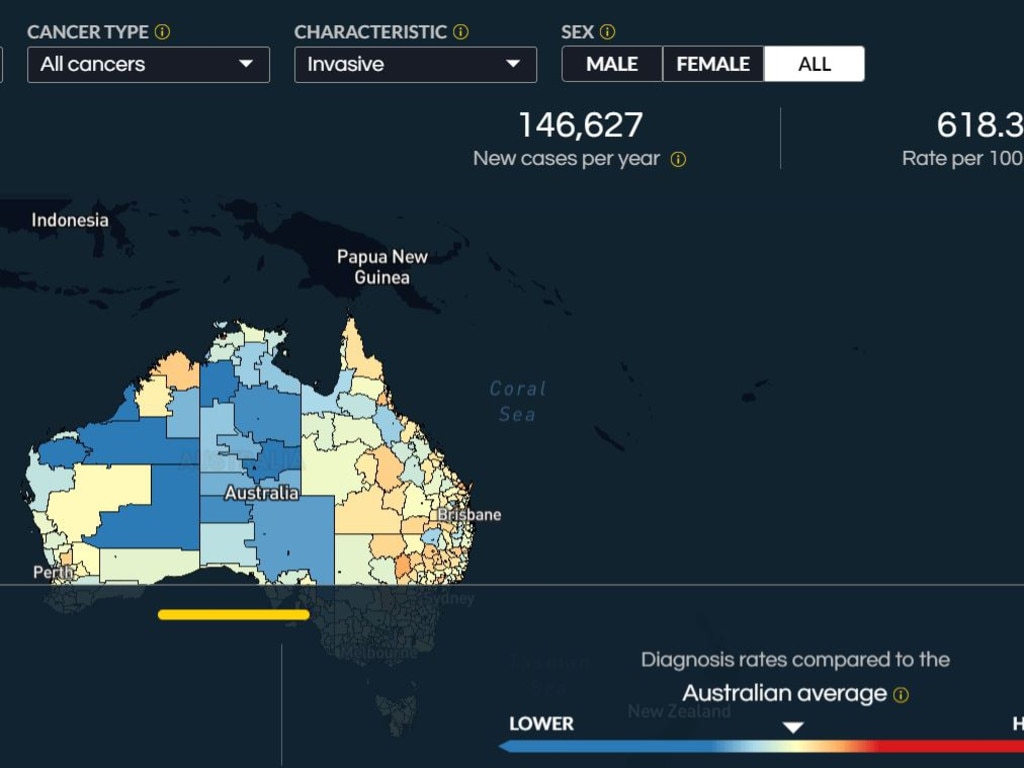 Screenshots of how the new cancer atlas website works. Picture: Supplied