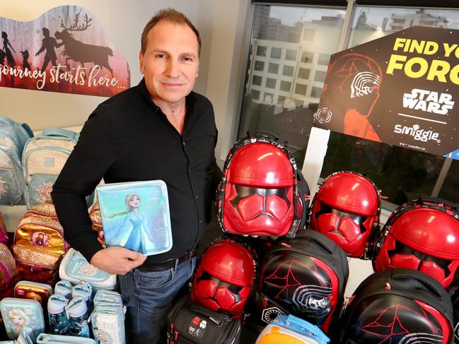 06/10/2019  Smiggle CEO John Cheston at Just group HQ with Smiggle products branded with Star Wars and Frozen 2Picture: David Geraghty, The Australian.