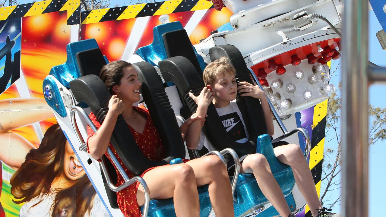 Taking in the rides on the final day of the Gold Coast Show. Picture: Mike Batterham