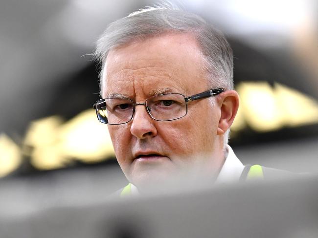 BRISBANE, AUSTRALIA - NewsWire Photos - FEBRUARY 10, 2021.Federal Opposition Leader Anthony Albanese visits electric vehicle chargers manufacturer  Tritium in Brisbane. Mr Albanese is expected o make an announcement regarding industrial relations tonight. Picture: NCA NewsWire / Dan Peled