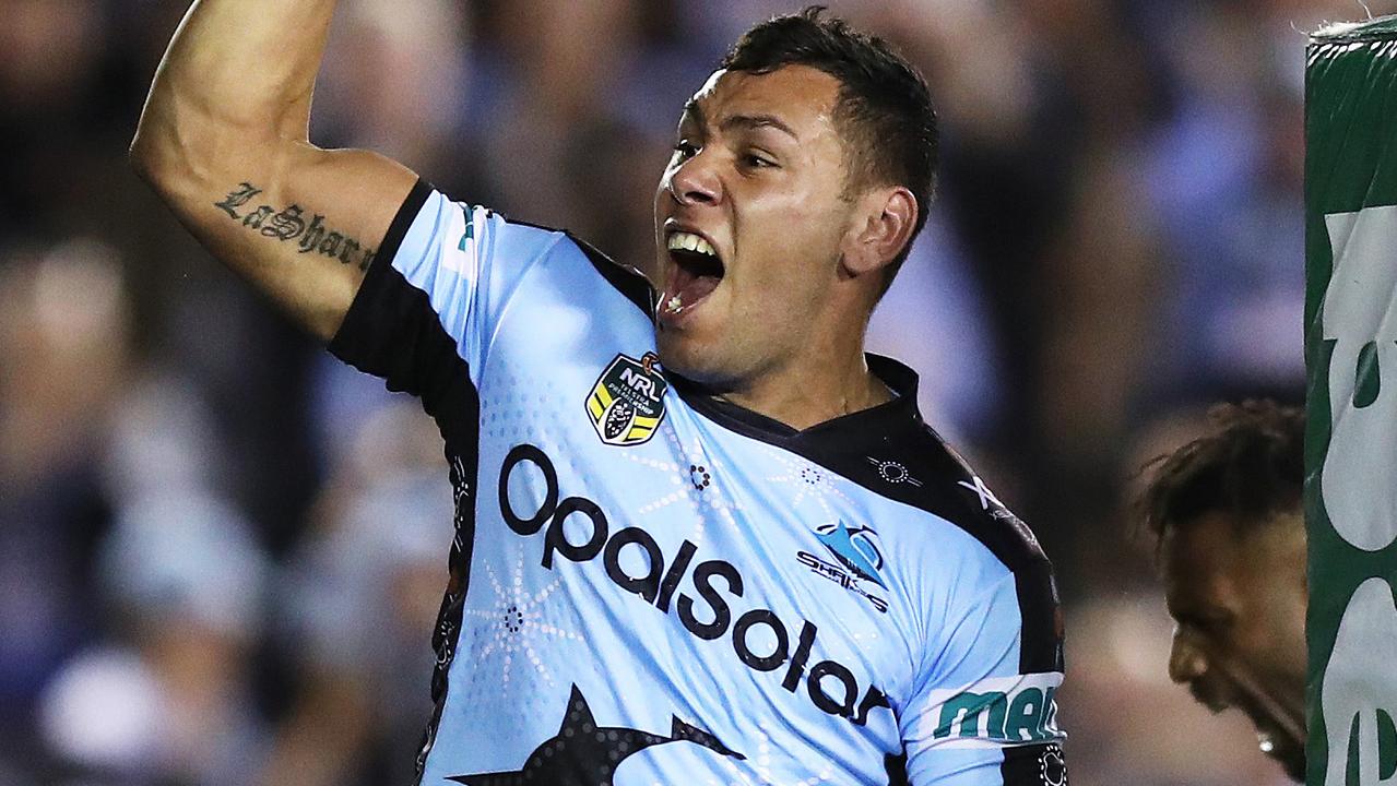 Jesse Ramien in action for Cronulla in 2018.