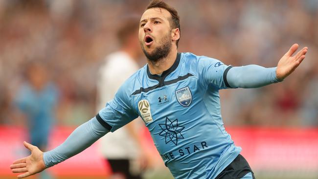 Sydney striker Adam Le Fondre celebrates his goal against Melbourne City. Picture: Getty Images