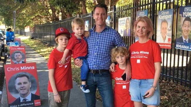 The couple and their three sons on election day in 2019. Picture: Supplied/ NCA NewsWire.