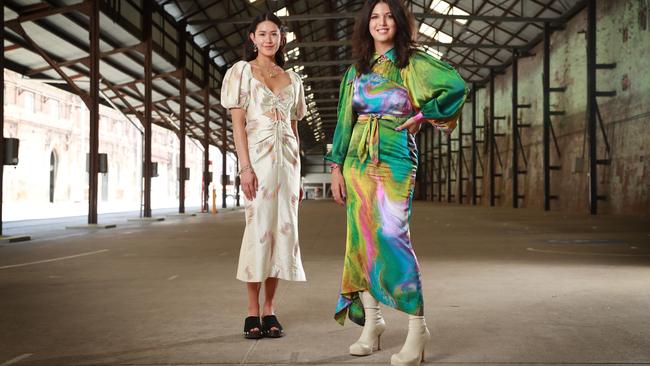 16/11/22: Designer of Alemais, Lesleigh Jermanus, and  model, Pearl Ditthavong at Carriageworks. Cult Australian fashion brand Alemais will open Australian Fashion Week 2023. John Feder/The Australian.