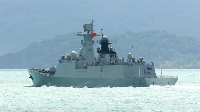 The People's Liberation Army-Navy (PLA-N) Jiangkai-class frigate Hengyang sailing at an undisclosed location on February 11. Picture: Australian Defence Force/AFP