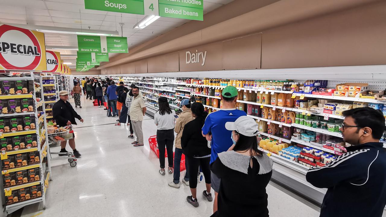 Queues have become a feature at still busy supermarkets.