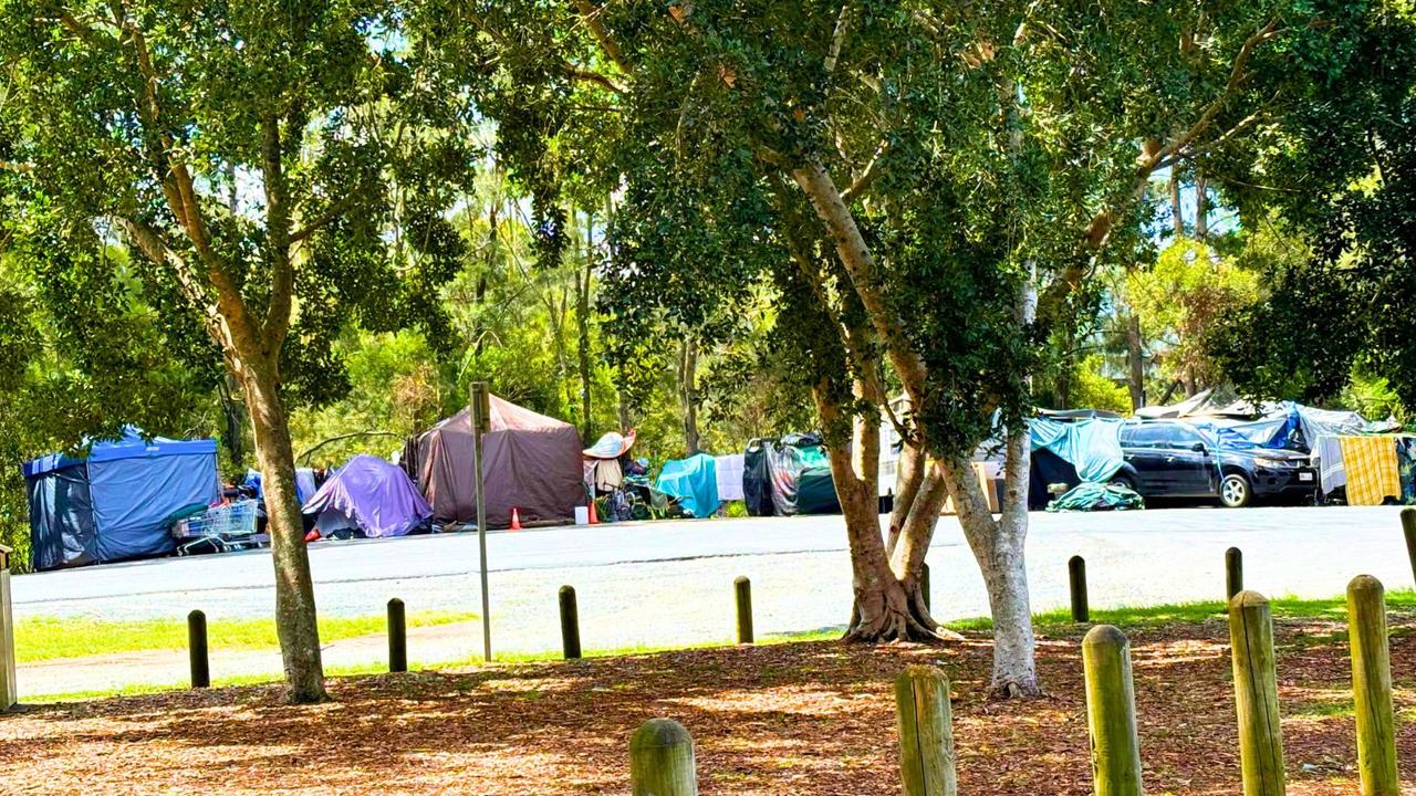 A tent camp at Logan’s Hugh Muntz Park, Beenleigh. Picture: Judith Kerr