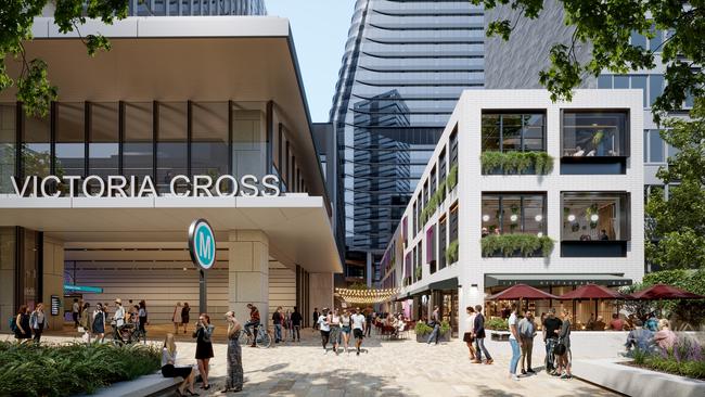 Construction has begun on Lendlease's premium commercial tower above the upcoming Victoria Cross Metro Station in North Sydney.