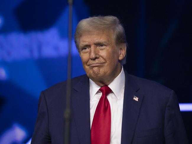 Former US president Donald Trump gives the keynote address at a Turning Point Action rally. Picture: Getty Images