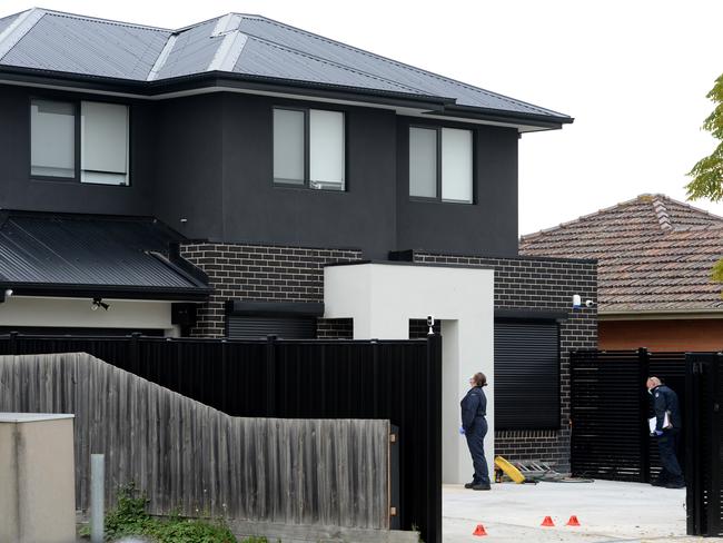 Police on the scene of Abdulrahim’s home hours after the shooting. Picture: Andrew Henshaw