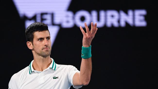 Novak Djokovic is in immigration detention after his visa was cancelled. Picture: AFP