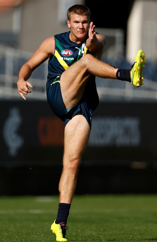 Tyler Welsh in action for the AFL Academy on Saturday. Picture: Michael Willson/AFL Photos