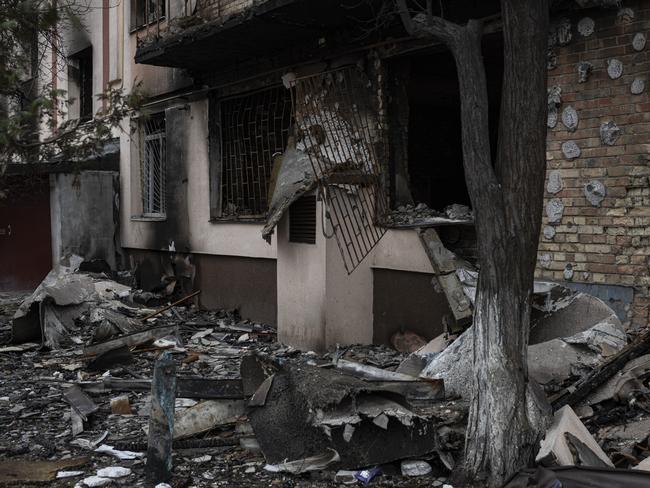 A destroyed apartment building in Bucha, Ukraine. Picture: Getty Images