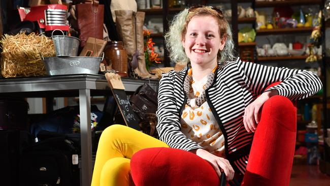 Volunteer Eilish Taheny at Vinnies on Waymouth Street. Picture: AAP/Keryn Stevens