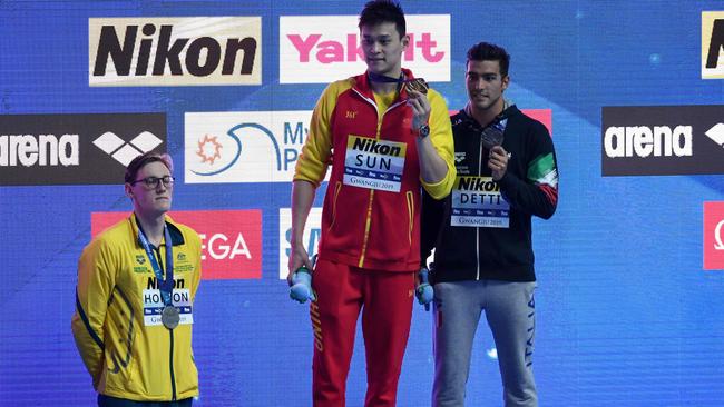 Mack Horton refused to share the podium with Sun Yang. Picture: Ed Jones/AFP