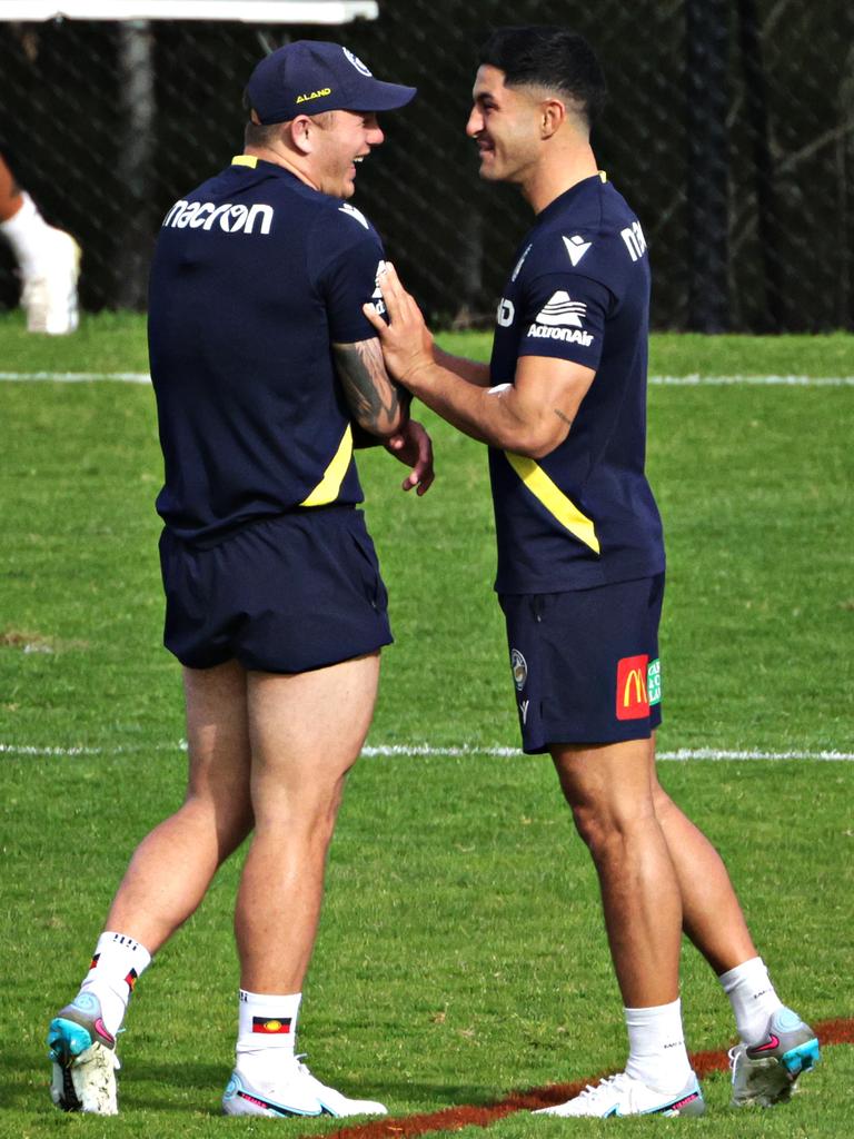 Brown, 22, fronted up to the NRL squad’s morning training at Kellyville, just 24 hours after leaving Waverley Police Station on bail. Picture: Adam Yip