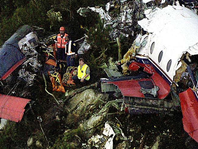 The wreckage of the fatal plane crash involving Cronje.