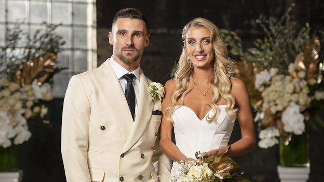 Brent Vitiello (left) on MAFS with bride Tamara Djordjevic (who is not accused of any involvement with Mr Vitiello now, or with Mos x Daily).