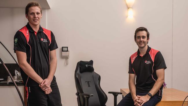 Jack Edwards, left, with fellow cricketer Kurtis Patterson.