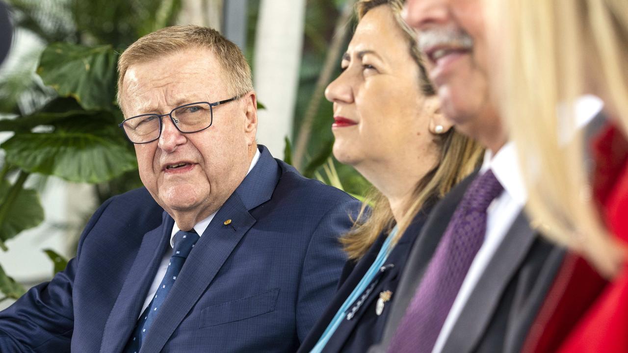 International Olympic Committee vice-president John Coates and then Premier Annastacia Palaszczuk in 2022. Picture: Richard Walker