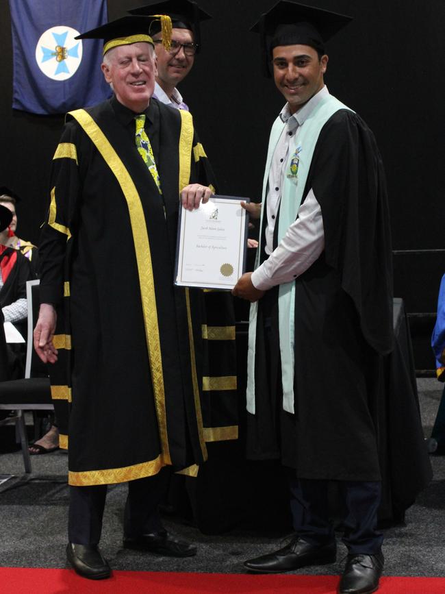 Jacob Galea graduated with a Bachelor of Agriculture at the CQUniversity graduation ceremony in Bundaberg on December 14, 2023.