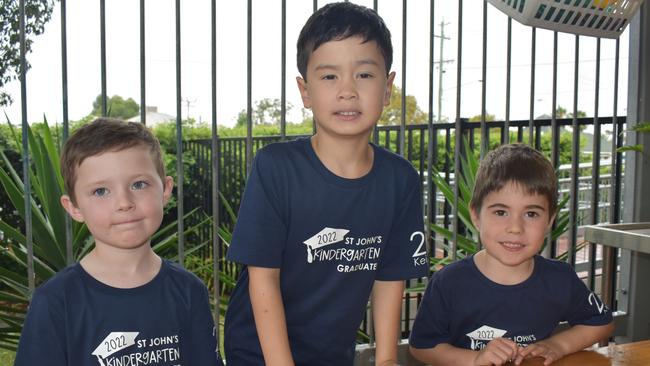 Jaxon, William and Dustin are brimming ear-to-ear with smiles during their last day of kindy! Picture: Chloe Cufflin.